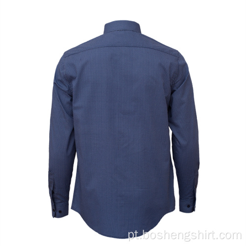 Camisa casual masculina de manga comprida jeans azul